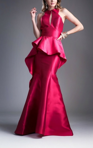 Royal blue floor length open back mermaid dress - Picture 4 of 6